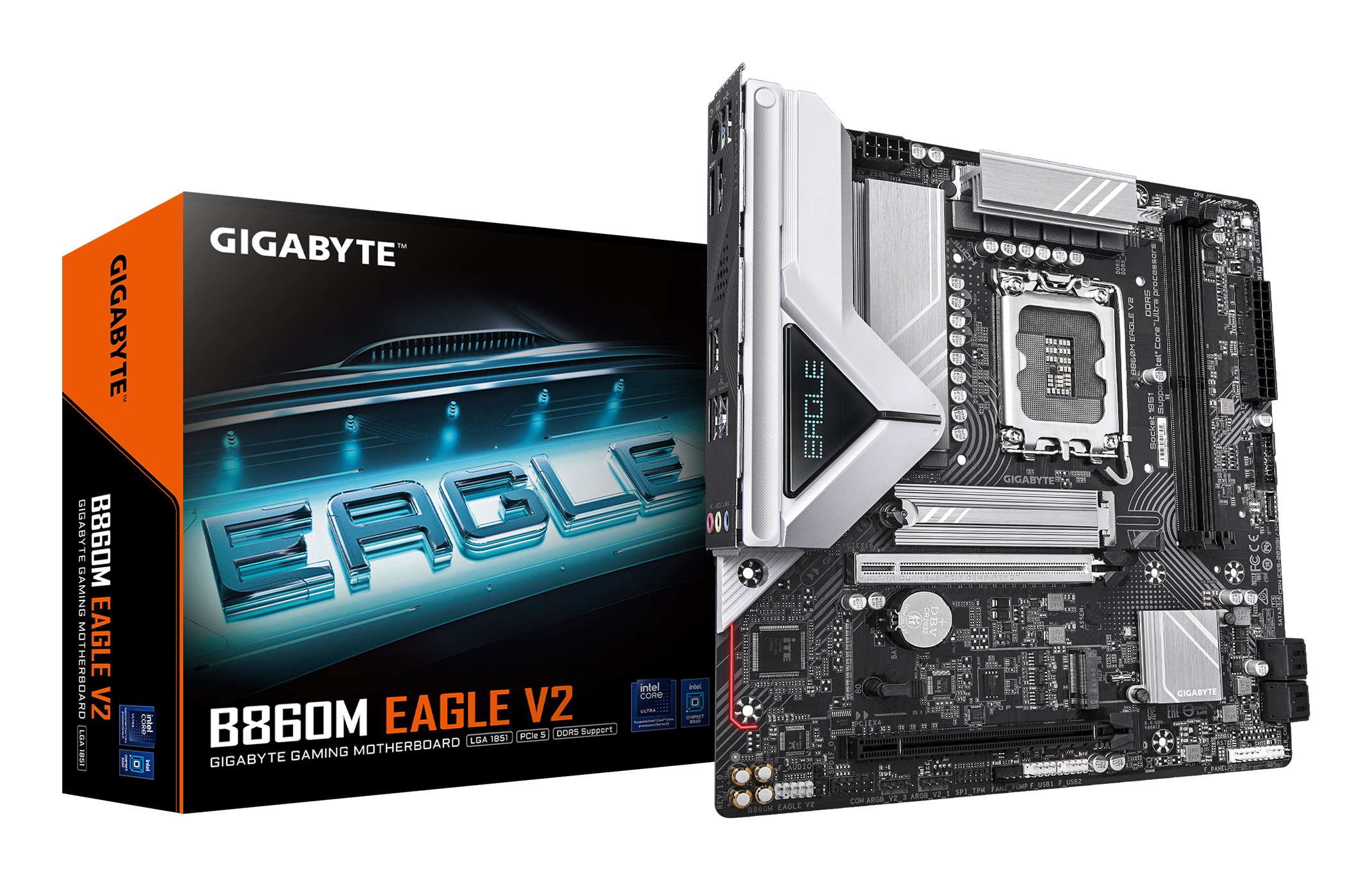 Bekijk afbeelding 1 van Gigabyte B860M EAGLE V2, mATX, Intel LGA1851, B860, 2x DDR5, 2.5GbE, USB Type-C 3.2 Gen 1